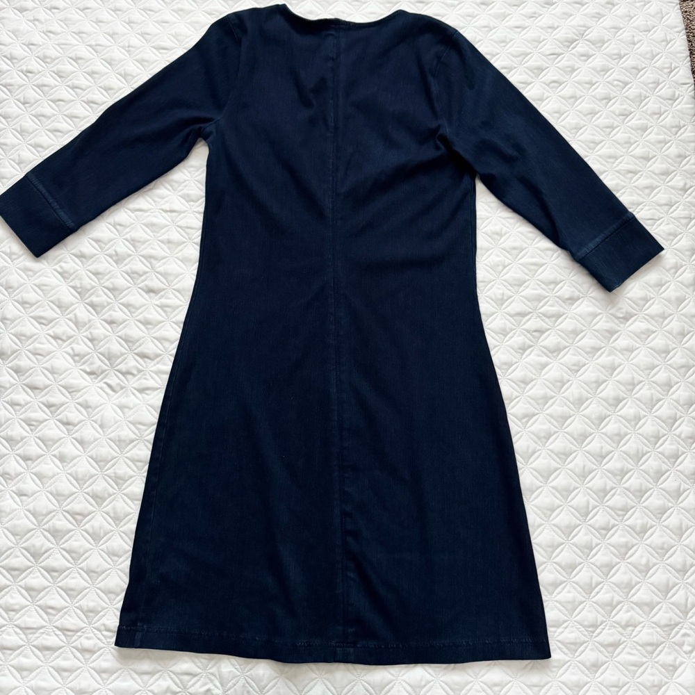 Liz Claiborne Dark Navy Blue Soft Stretch Denim 3/4 Sleeve Dress Size XS - Picture 12 of 14